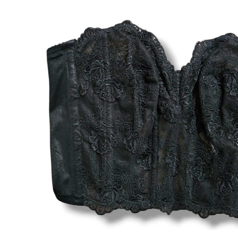 Victoria's Secret Women's Black Floral Lace Bustier Corset Top 36B - Picture 2 of 8